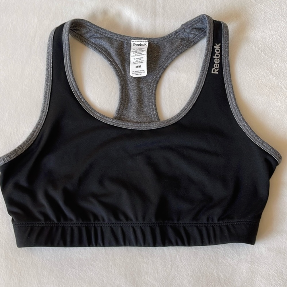 Reebok Women's Ladies Black w/Grey Logo Sports Bra Sz M